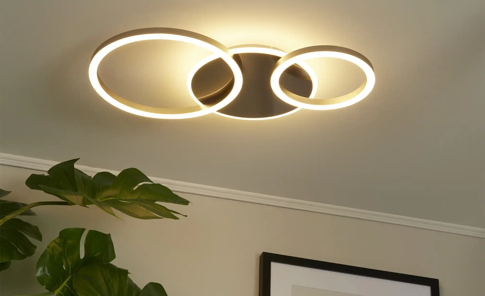 KHG LED-Deckenleuchte,3-flammig, geometrisch, Nickel-matt