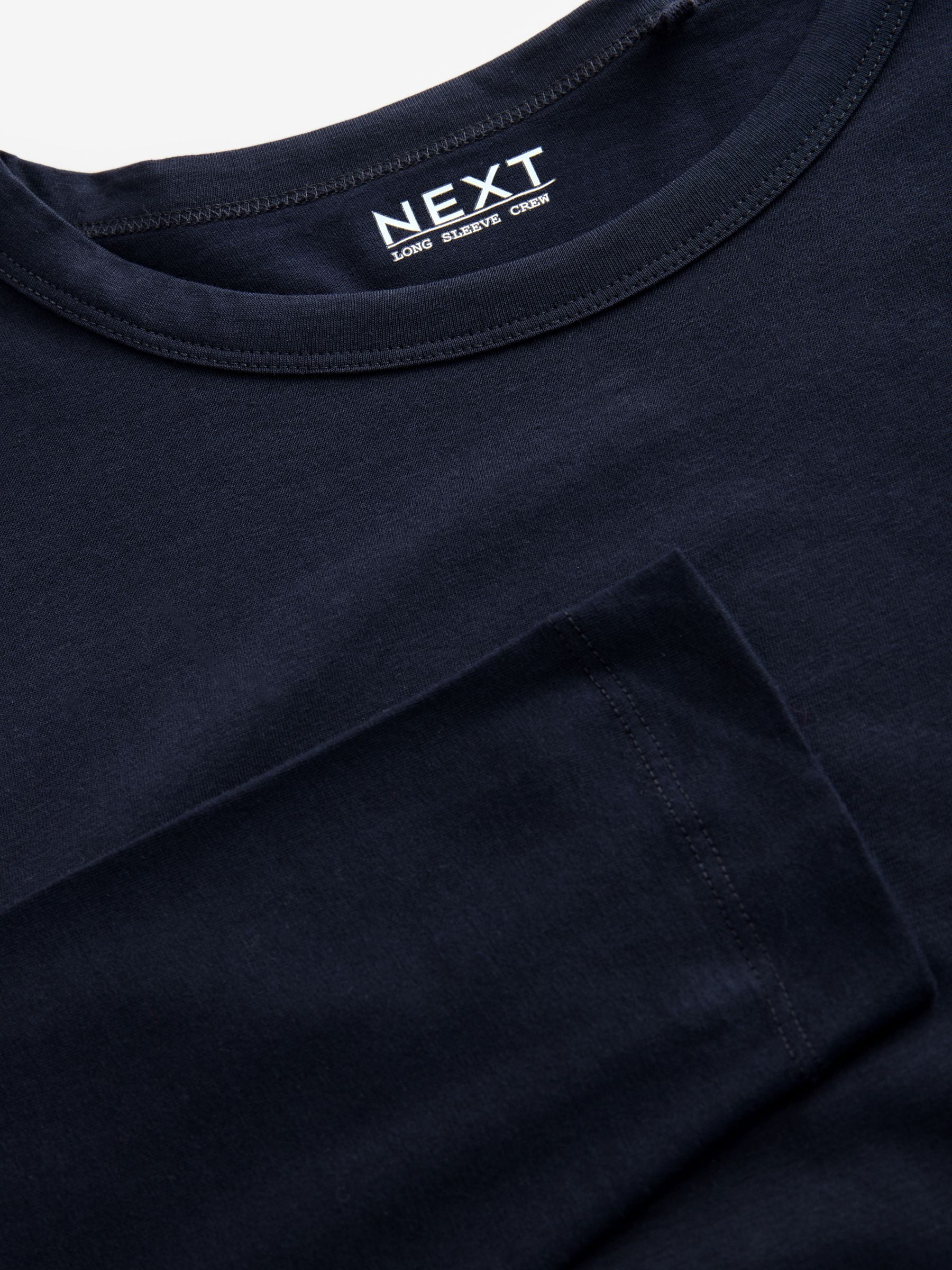 Donkerblauw - 100% katoenen T-shirt met lange mouwen