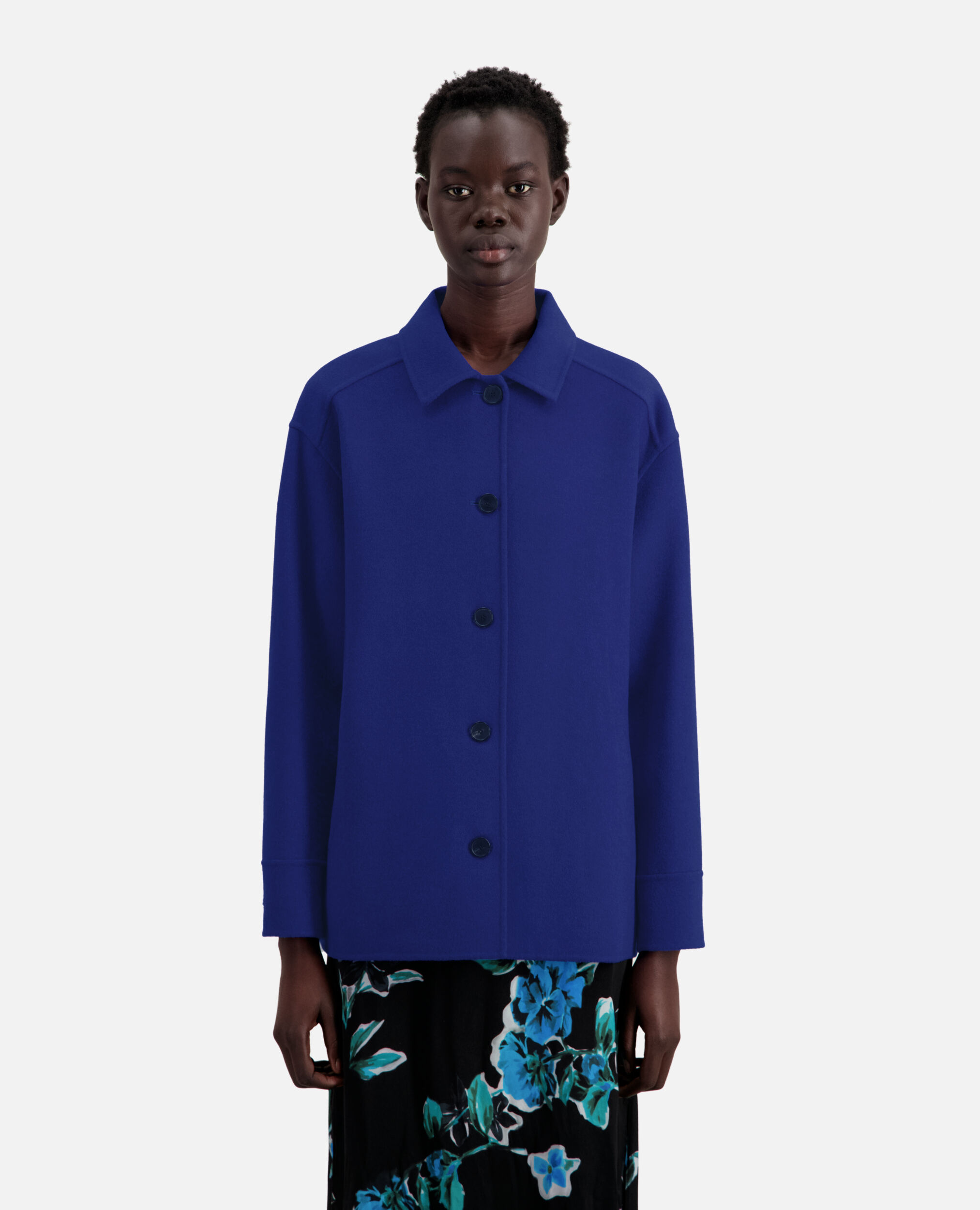 Blue wool-blend overshirt jacket