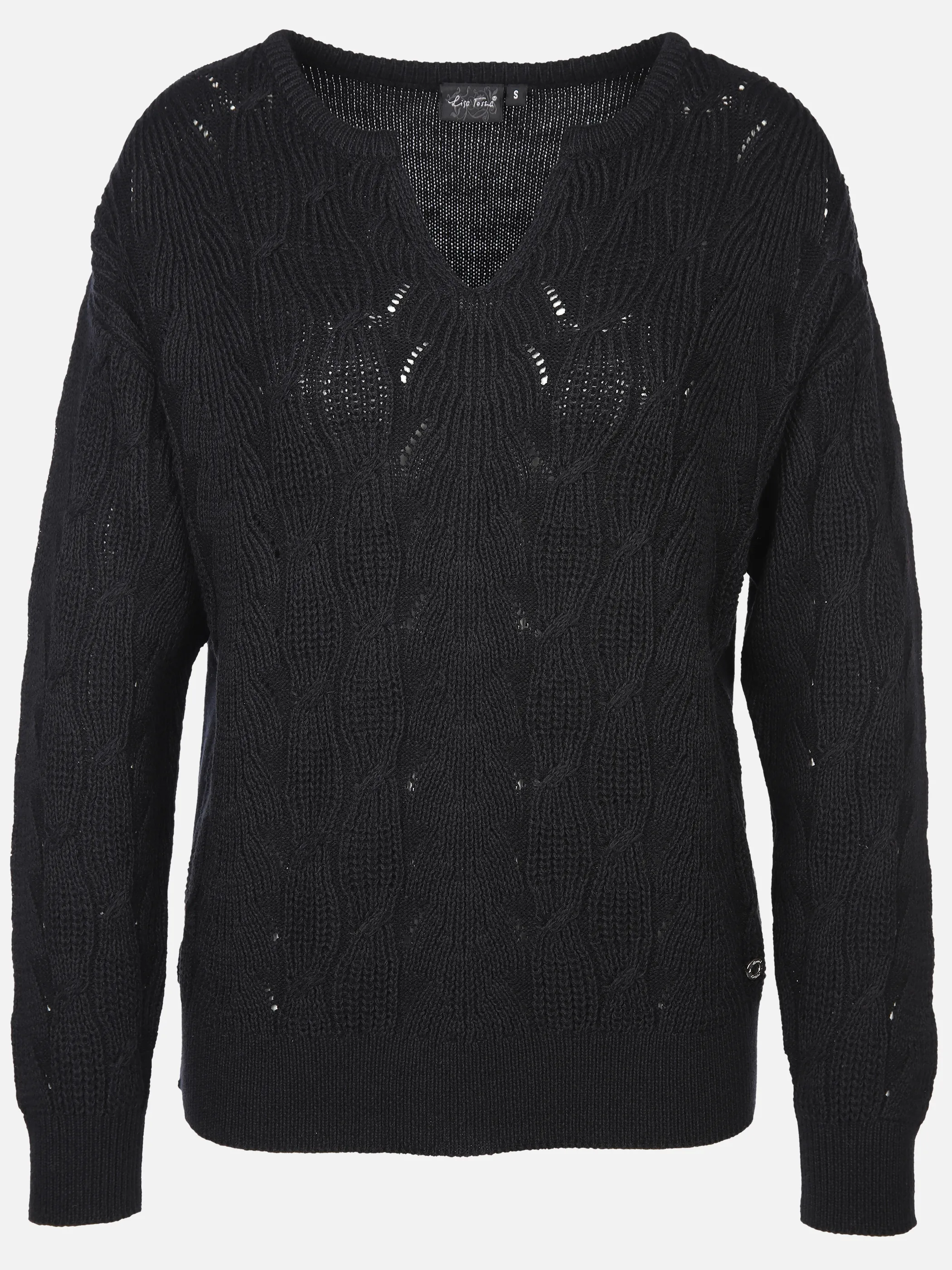 Damen Ajour Pullover mit V-Ausschnitt