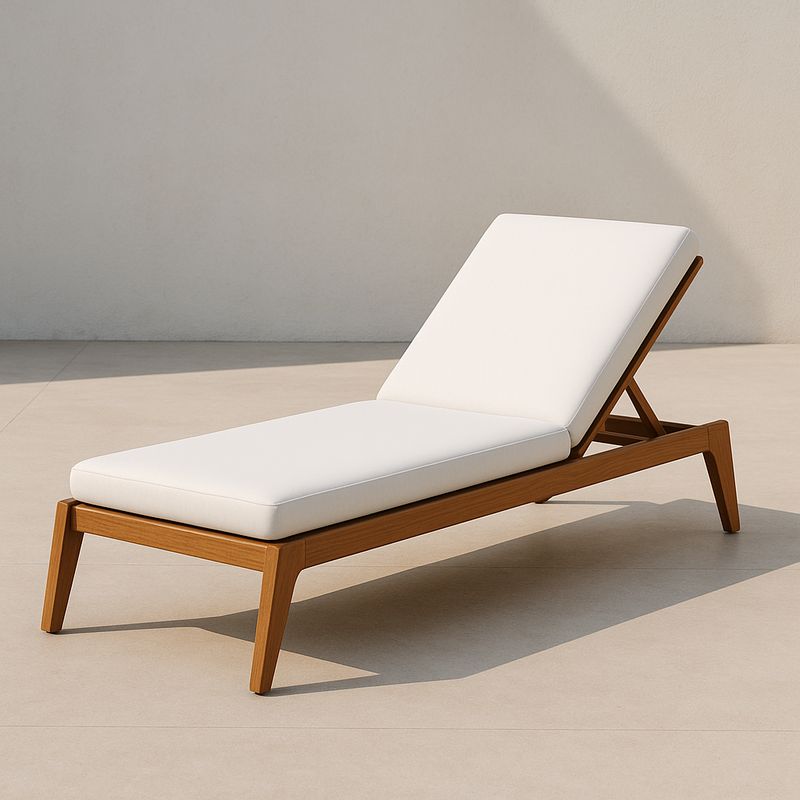 Garten Liegestuhl Teakholz Weiß Polyester Polsterung 200 cm