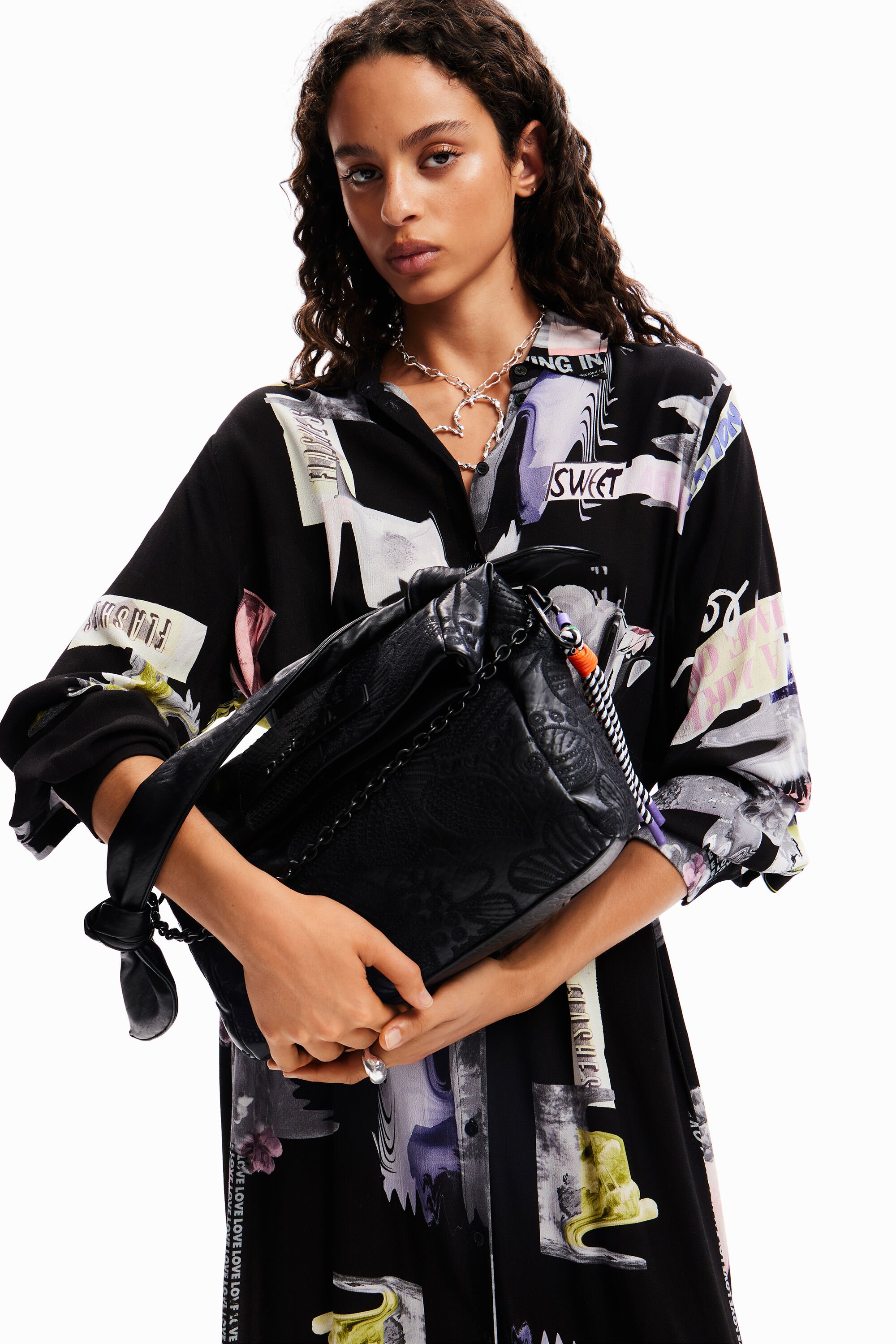 Sac moyen broderie fleurs