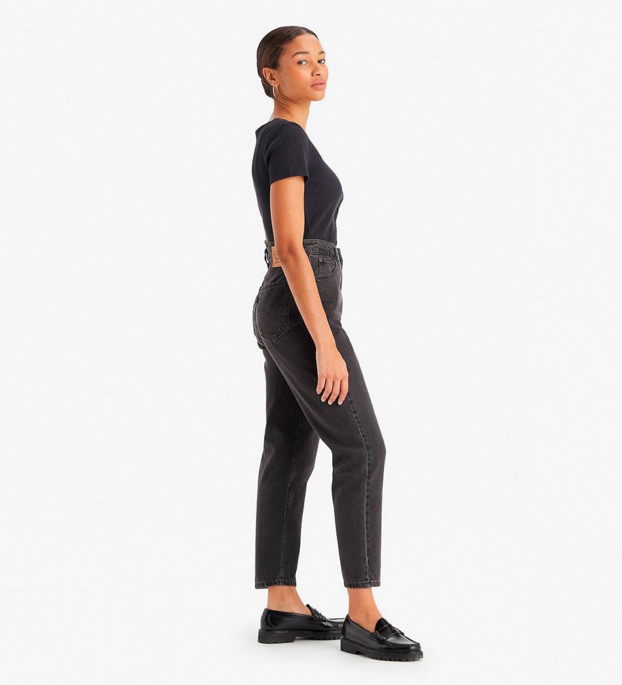 Calça jeans Levi's Mom de cintura alta preta