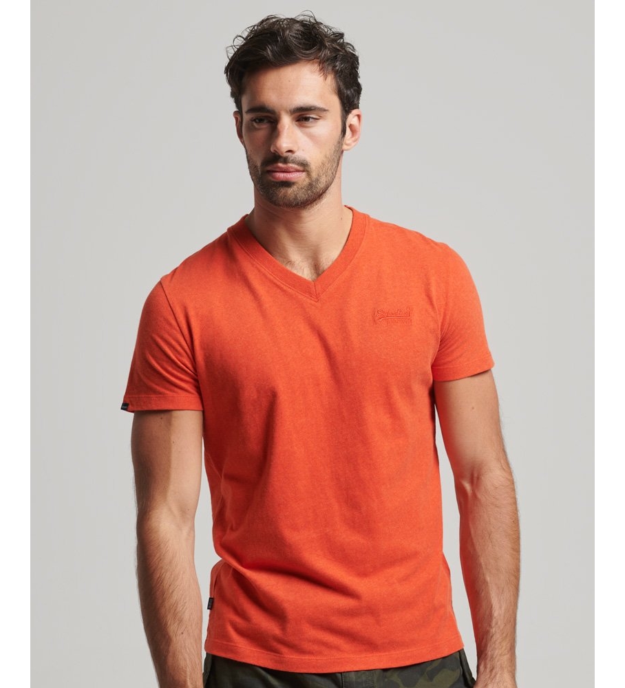 Camiseta Superdry Essential de algodão orgânico com decote em V - Laranja