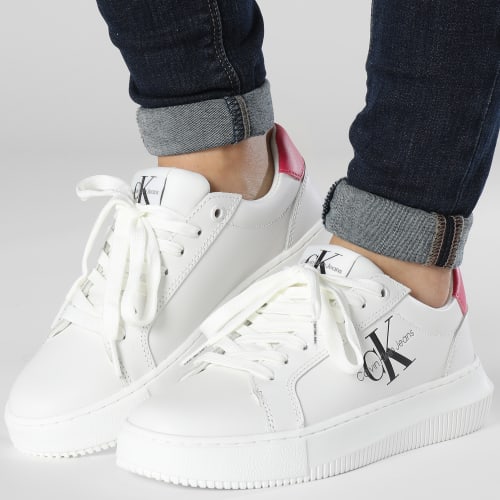 Baskets Femme Chunky Cupsole Lace Up Mono 0823 White Raspberry Sorbet