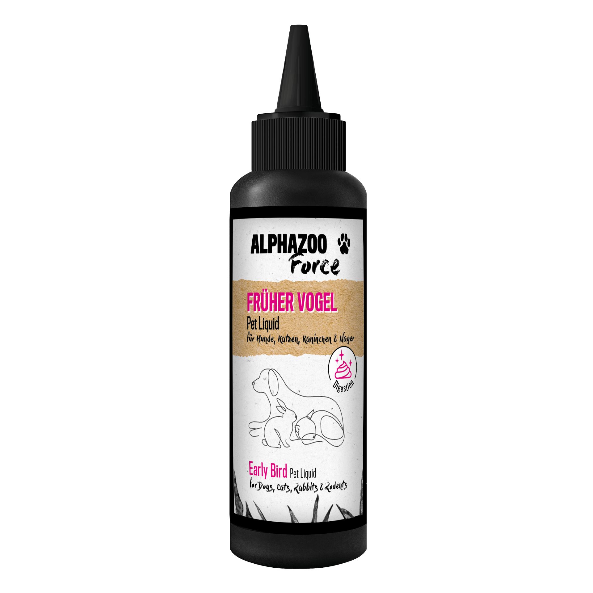 ALPHAZOO Früher Vogel Liquid für Hunde, Katzen & Pferde I Natürliche Wurmkur & Entwurmung