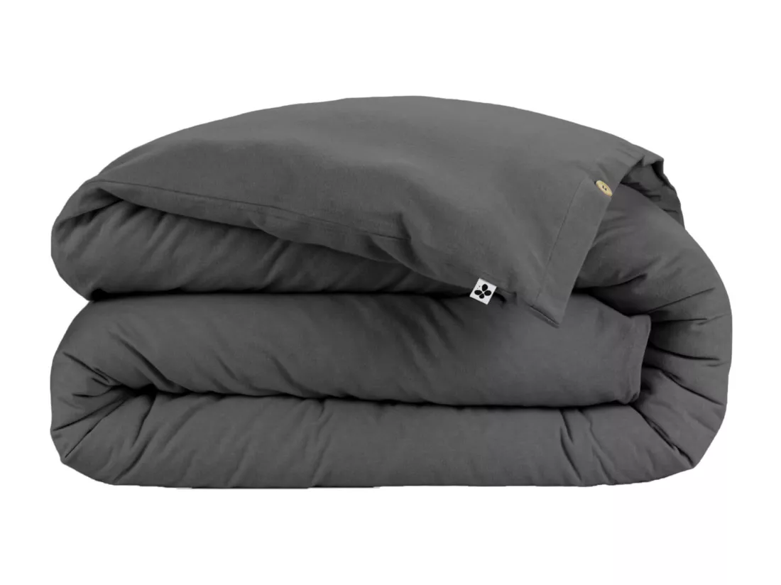 Housse de couette flanelle anthracite 140x200 cm