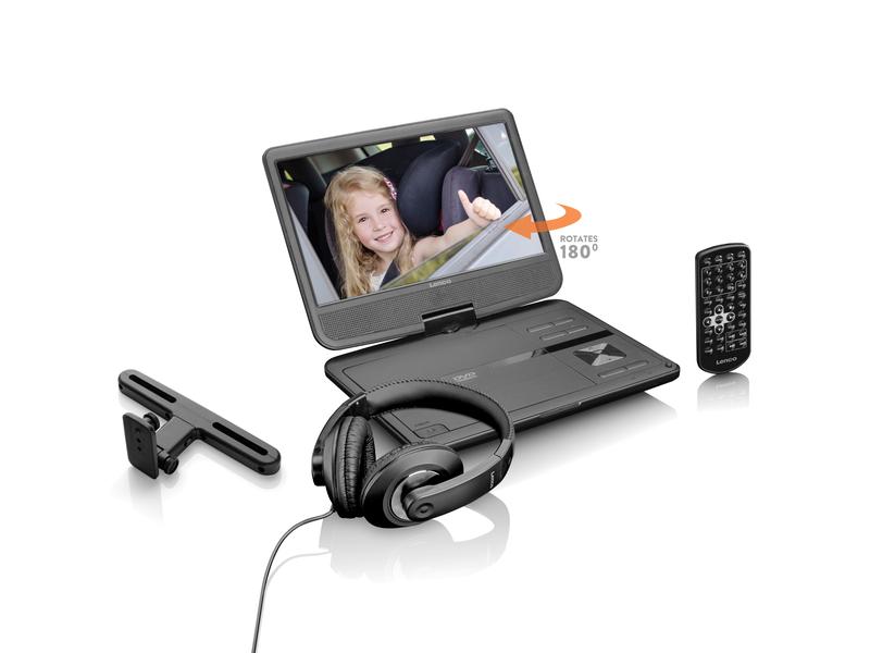 Lenco Portabler DVD Player DVP-1010BK Kompakter DVD-Spieler mit einem 10-Zoll-Bildschirm