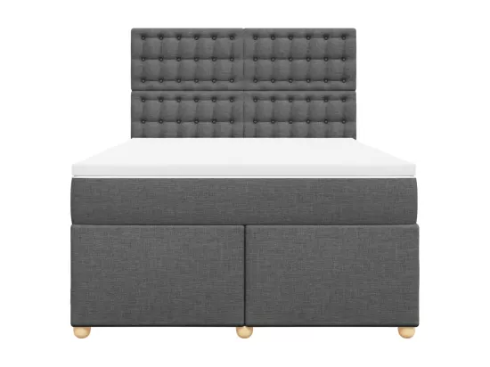 Sommier à lattes de lit avec matelas Gris foncé 140x190cm Tissu