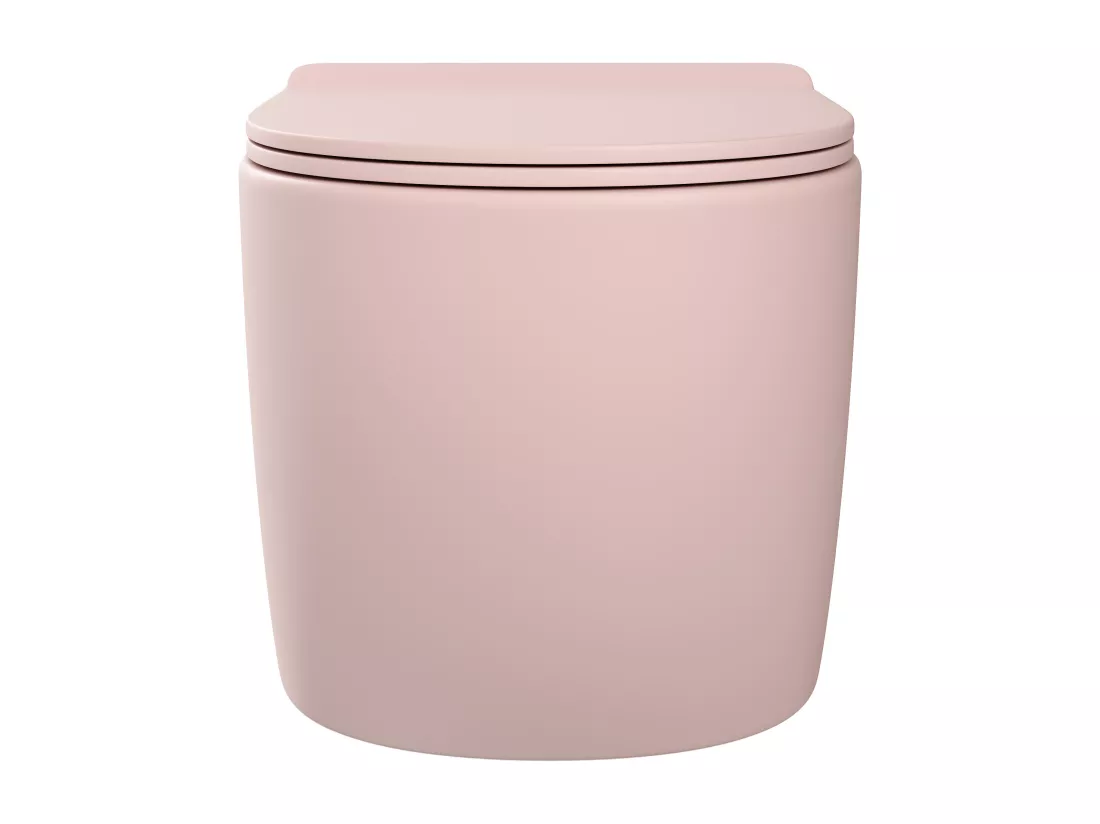 WC suspendu rose mat en céramique sans bride - JAVOINE
