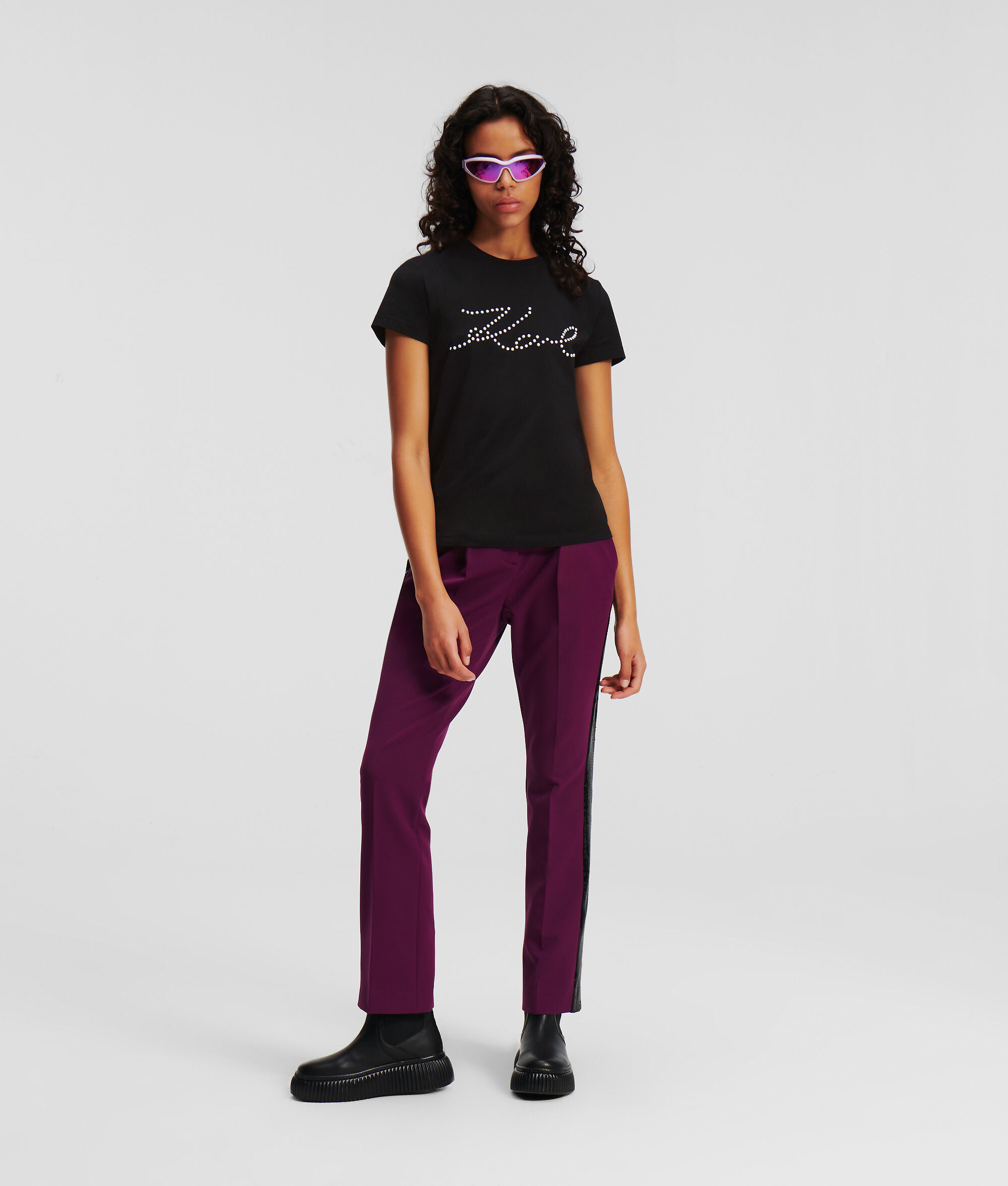 T-SHIRT KARL SIGNATURE ORNÉ DE PERLES