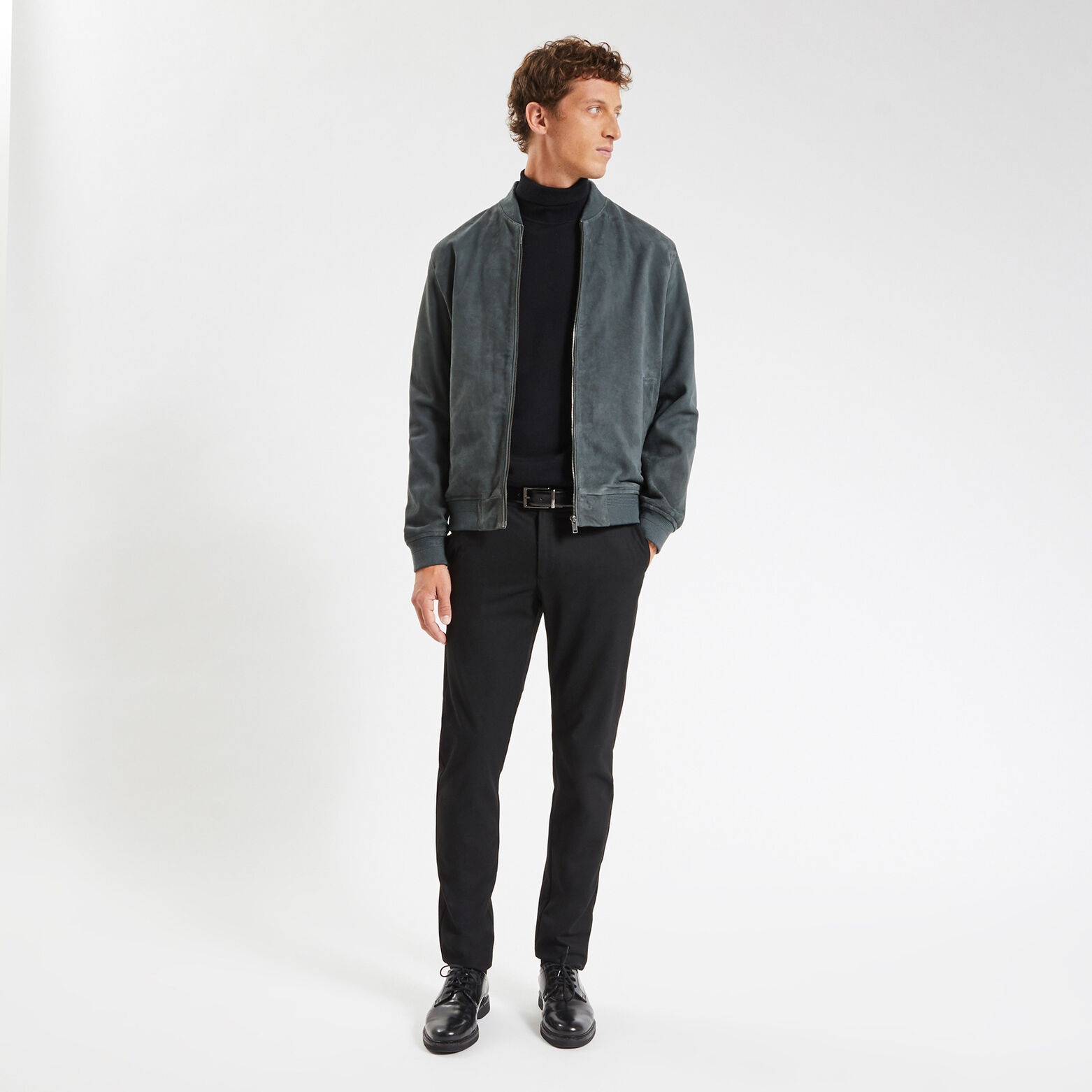 Blouson en cuir Gris foncé
