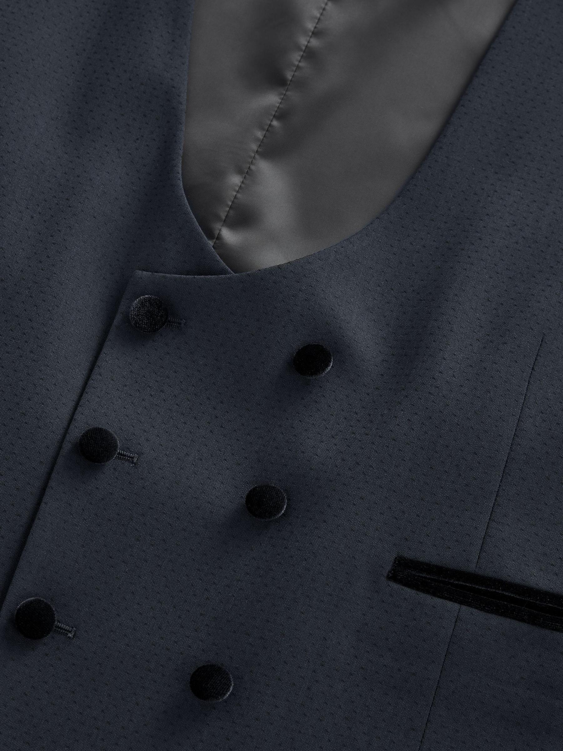 Marineblauw - Smokingvest met patroon
