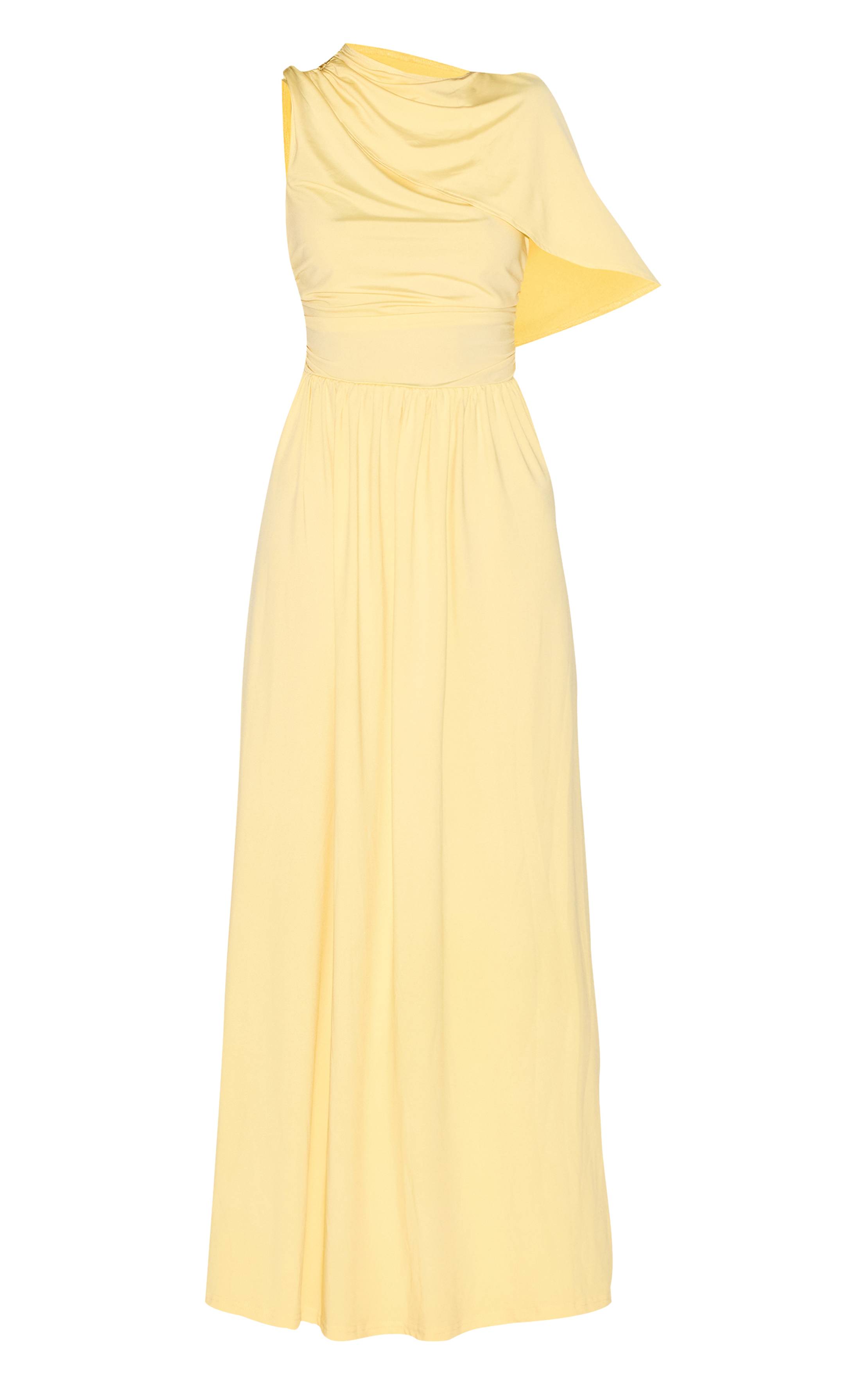 Citron Robe Longue Drapée À Fronces Superposées