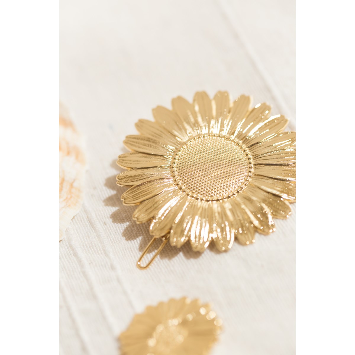 maxi barrette fleur doré à l'or fin - MAÏA