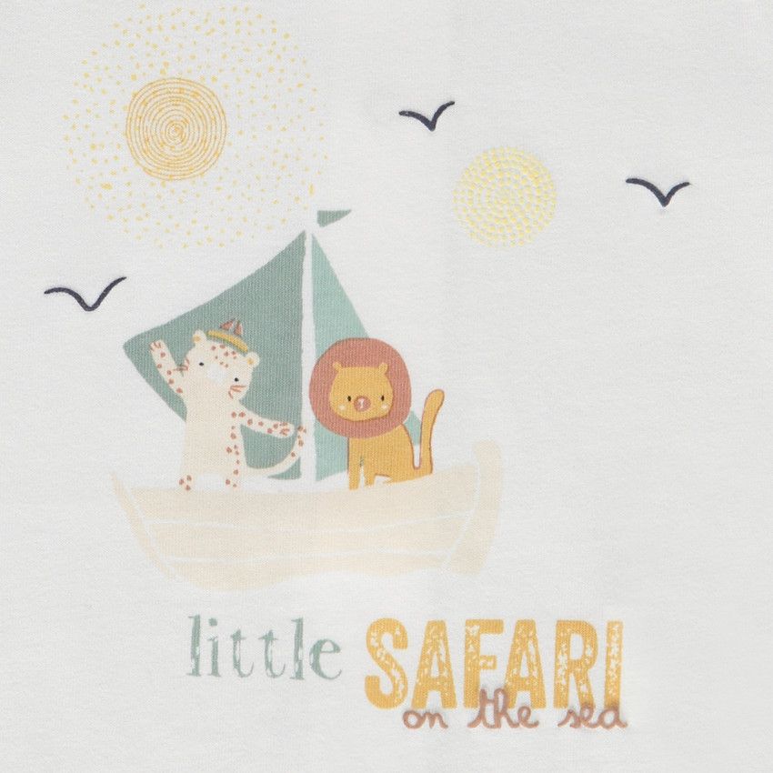 Ensemble 2 pièces éponge motifs safari pour bébé garçon - Blanc