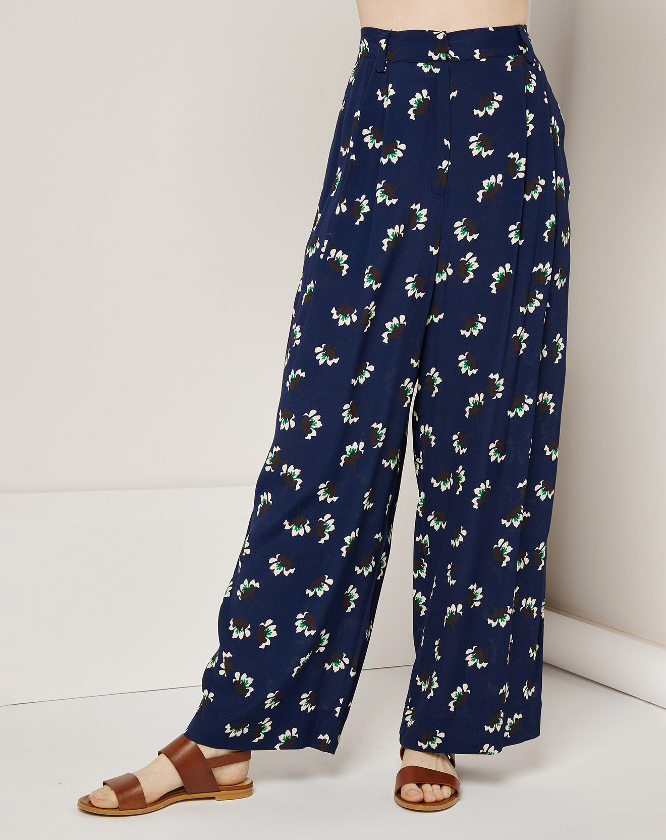 See u Soon Pantalon ample fluide Julia imprimé  marine