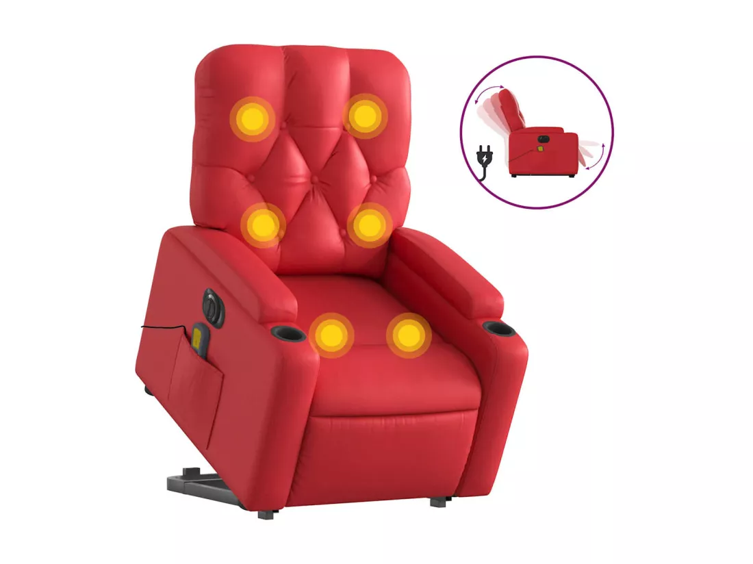 Fauteuil inclinable massant électrique rouge similicuir