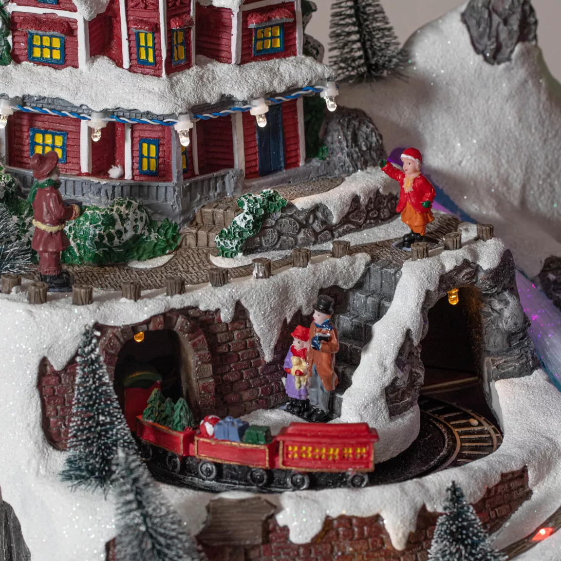 Village de Noël lumineux et musical à piles Glaçons colorés et illuminés