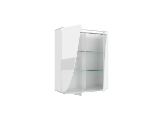 Vaisselier 2 portes Blanc Laqué avec LED - LUNEA