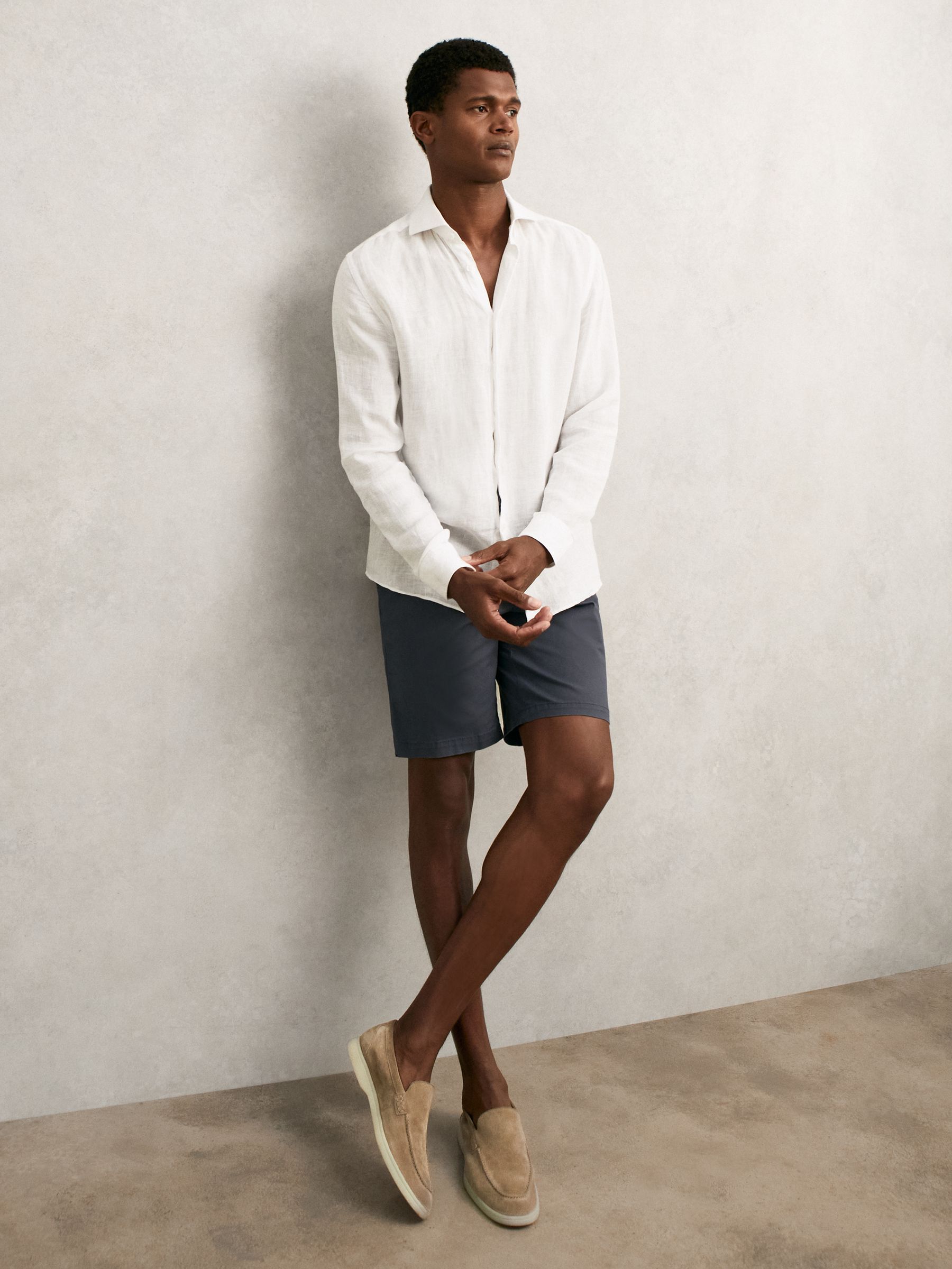 Airforce blauw - Reiss Wicket Korte chino met stretch