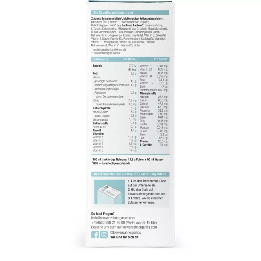 löwenzahn organics Anfangsnahrung Pre 500 g ab der Geburt
