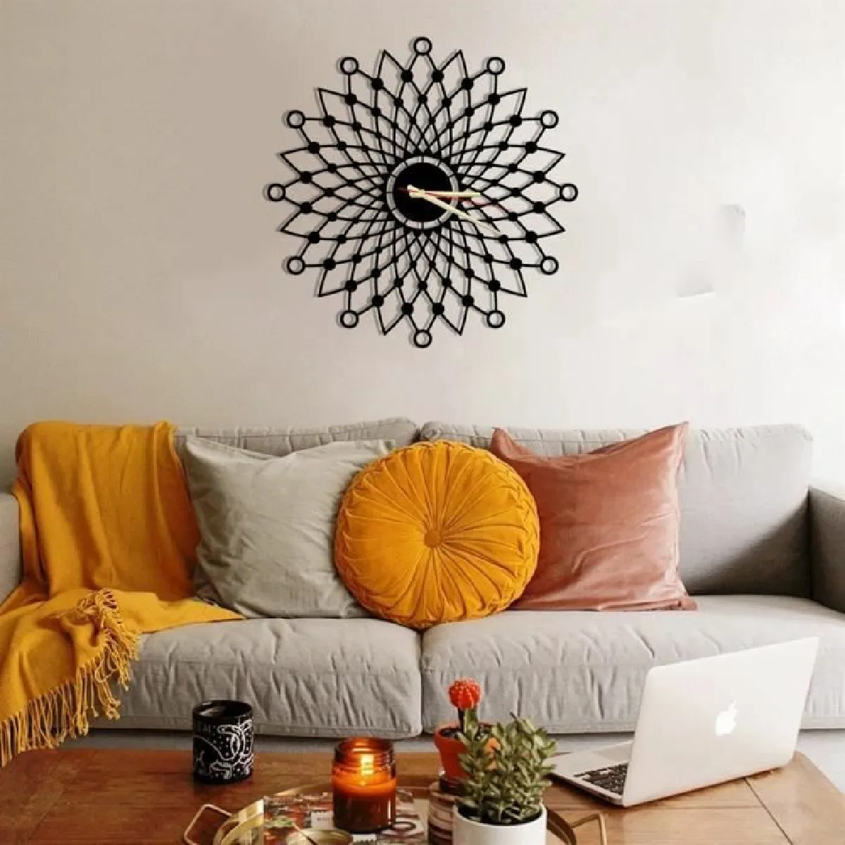 Dekory Horloge murale métal 50 cm - Noir