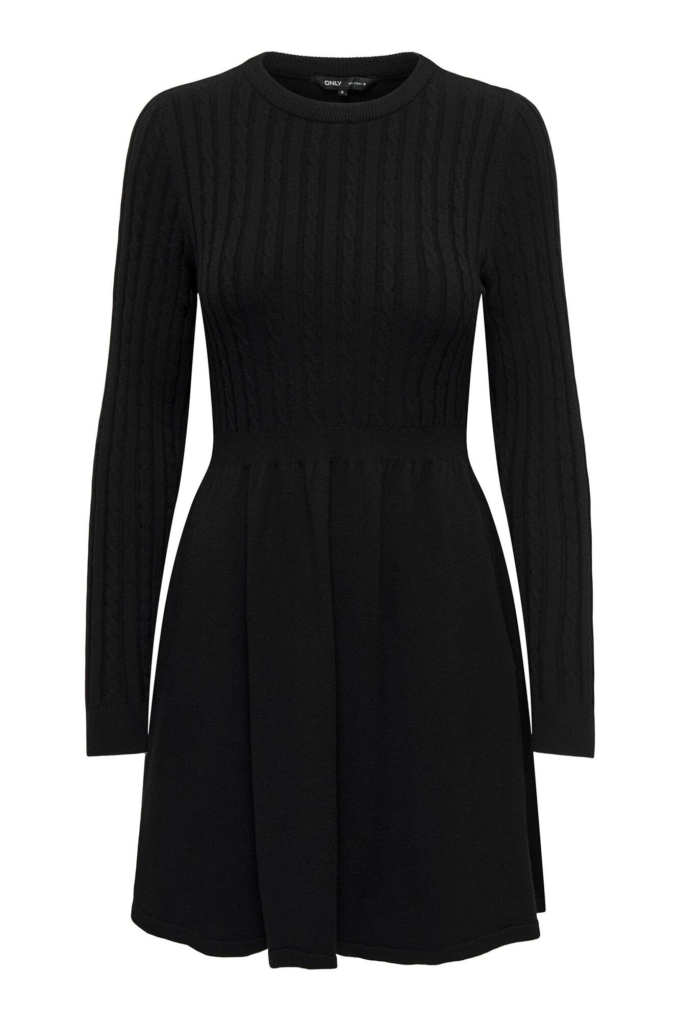Vestido curto de malha com saia evasê