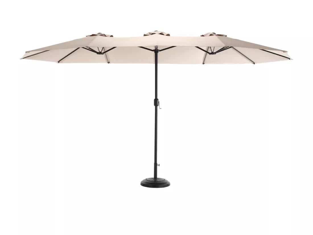 Parasol déporté - en acier et 100% tissu polyester - pour balcon jardin plage - Sans Base - 453x267x255cm - Kaki