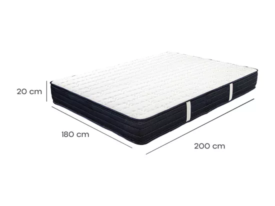 Matelas DORA King Size 180x200 cm, réversible en mousse mémoire de forme haute adaptabilité et ergonomique, indépendance du couchage, épaisseur 20cm