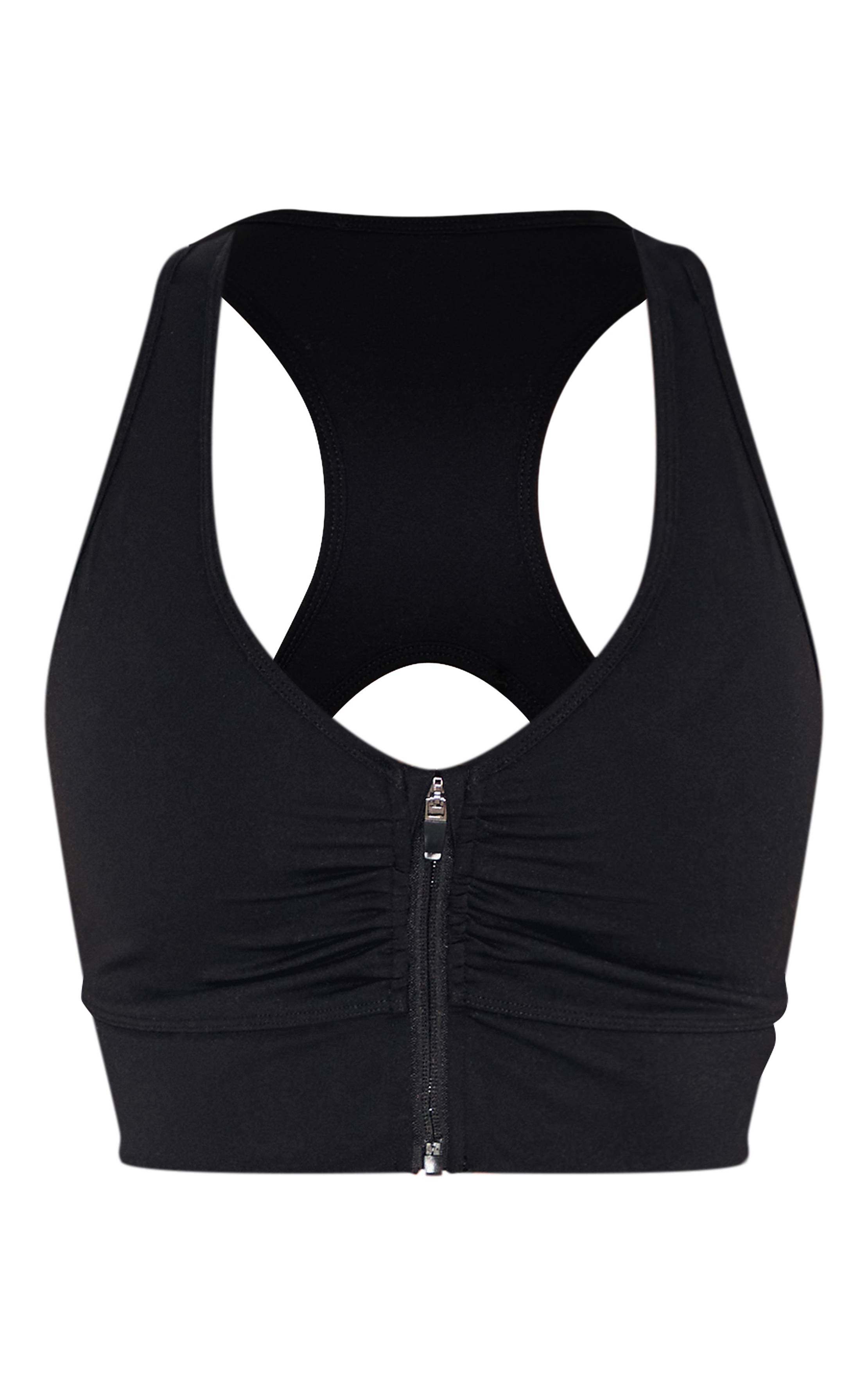 Noir Brassière De Sport Shape Active Froncée Avec Zip Et Bonnets