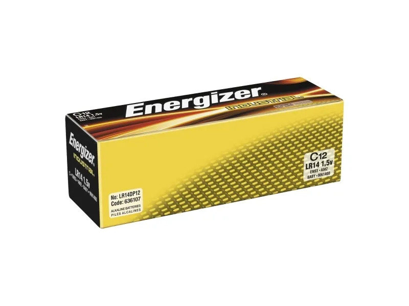 Batterier energizer industrial alkaline c, pakke a 12 stk.
