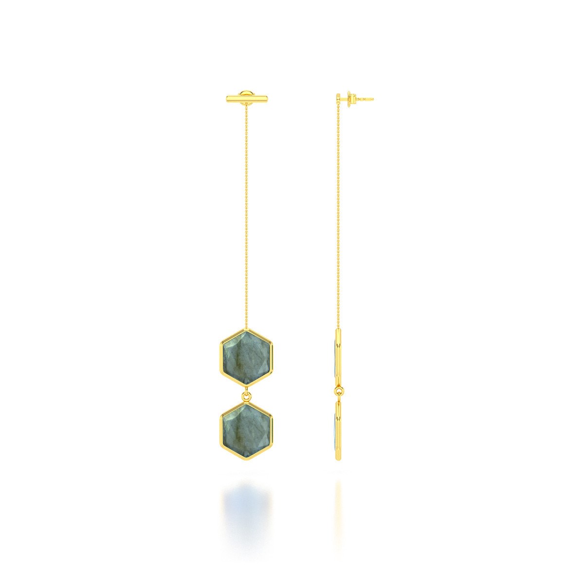Boucles d'Oreilles Labradorite Facettée en Argent 925 Doré à l'Or Fin | Aden Boutique