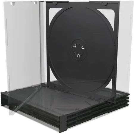 MediaRange CD-Leerhülle, Jewelcase, für 2 CDs, transparent/schwarz, 5 Stück