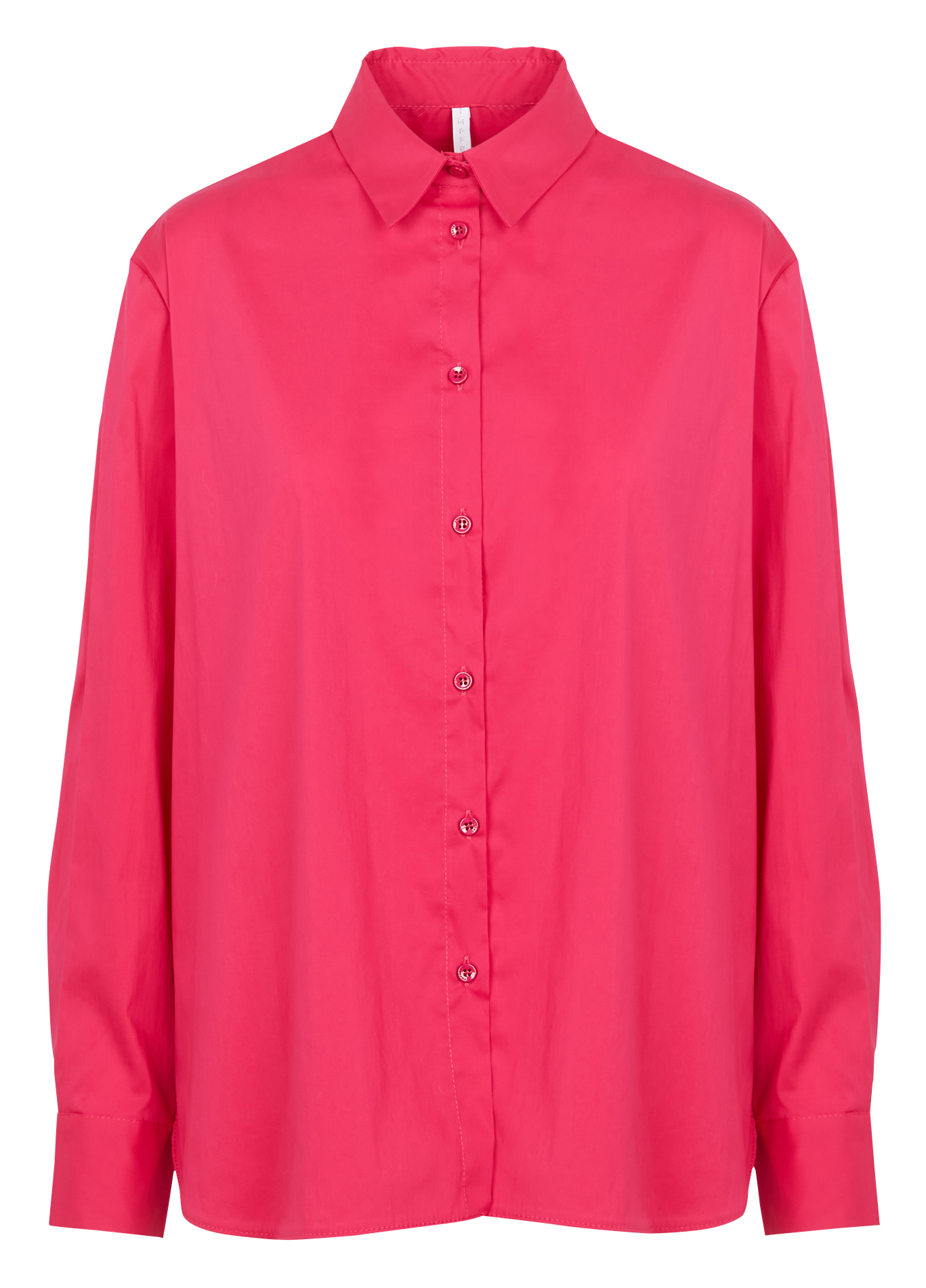 Chemise asymétrique col classique en coton mélangé | Rose