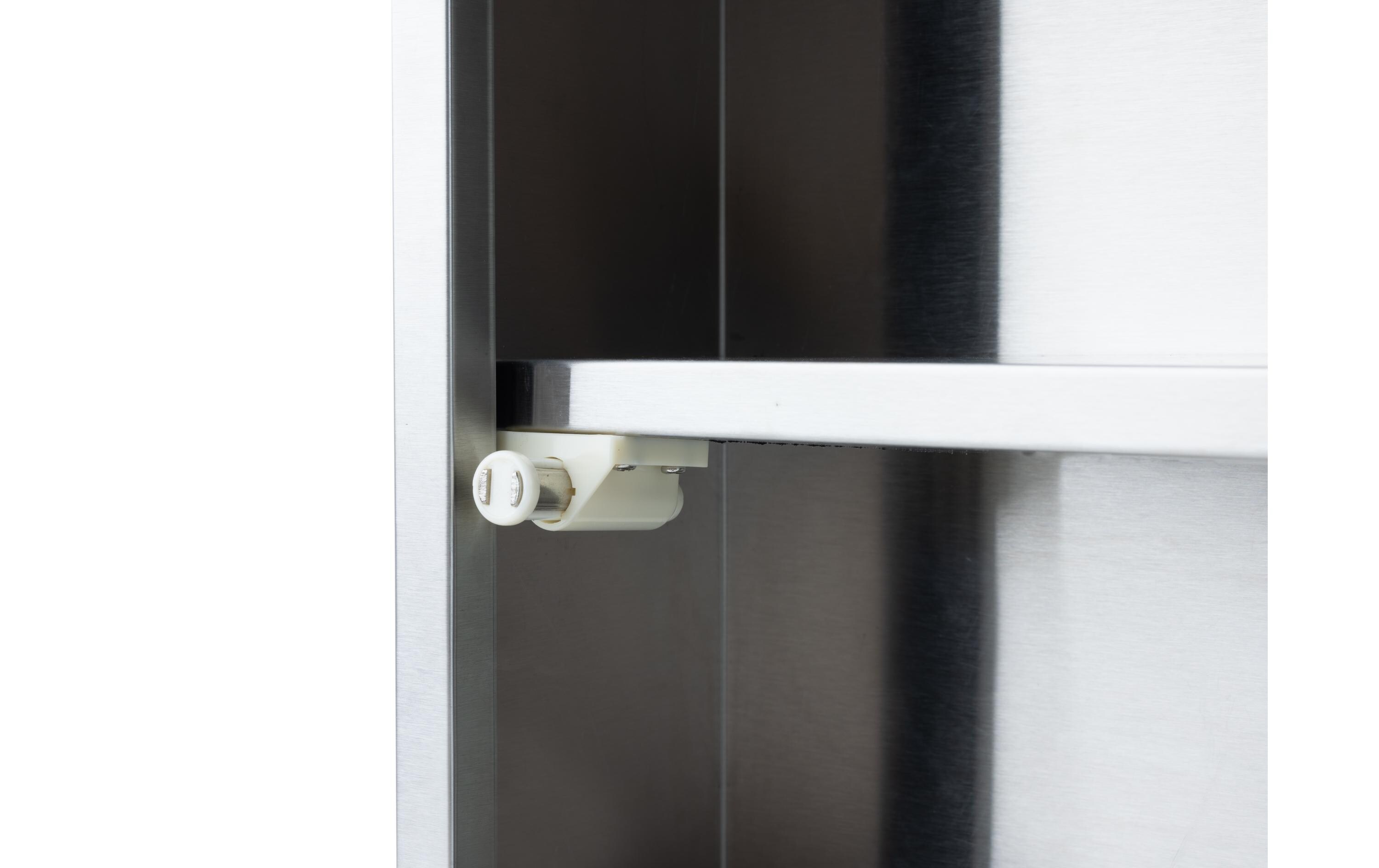 Erste Hilfe Schrank 30 x 45 x 12 cm, EdelstahlMedizinschrank zur Wandmontage