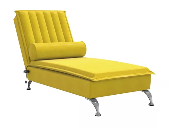 Chaise longue de massage avec traversin jaune velours