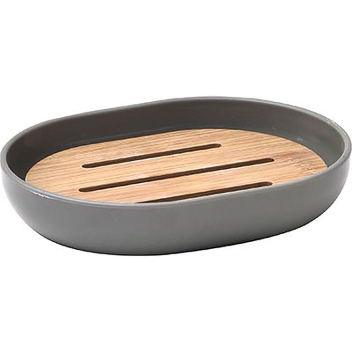 PORTE SAVON OVAL  BAMBOU GRIS