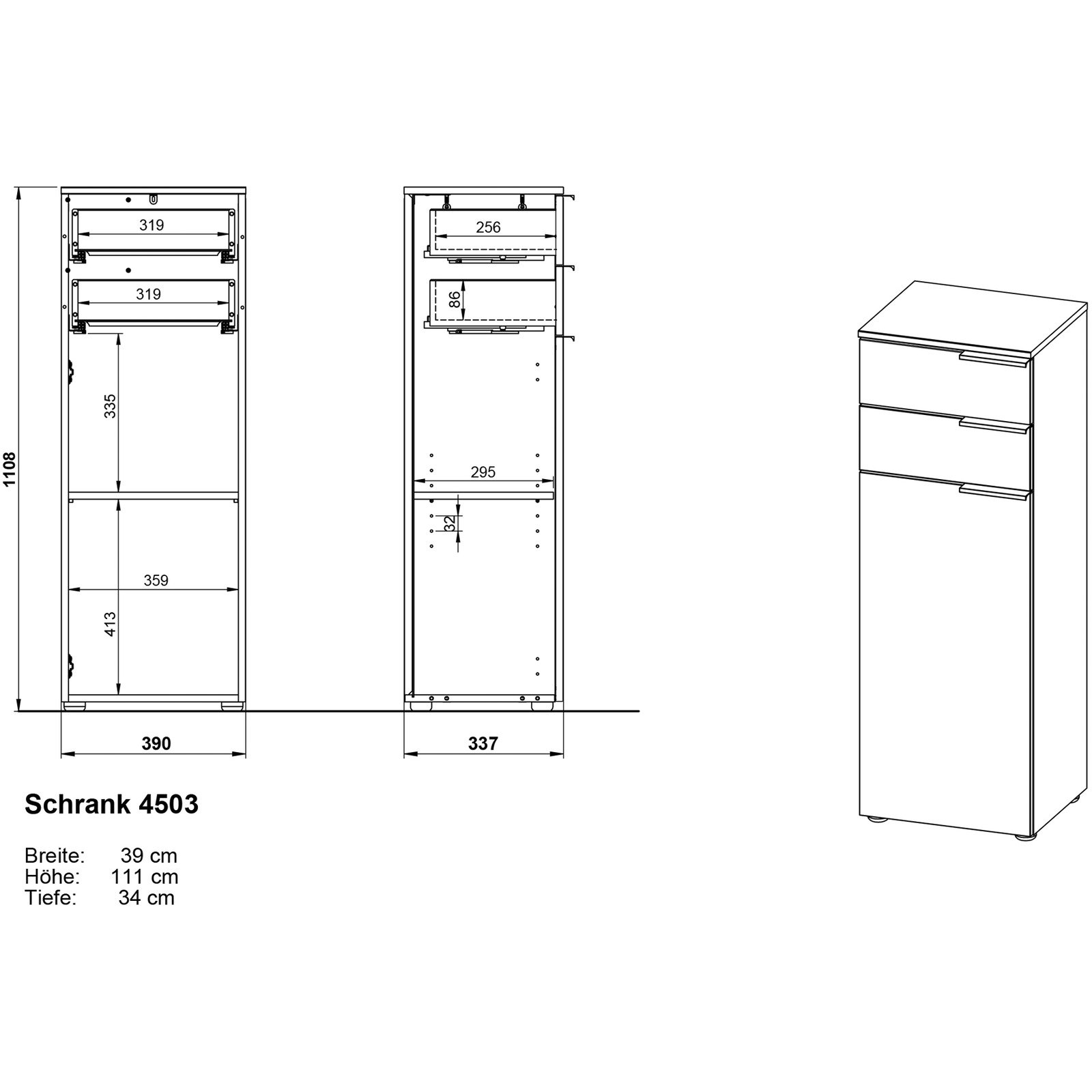 Badkommode Menen Dekor weiss/Eiche 39 x 111 x 34 cm