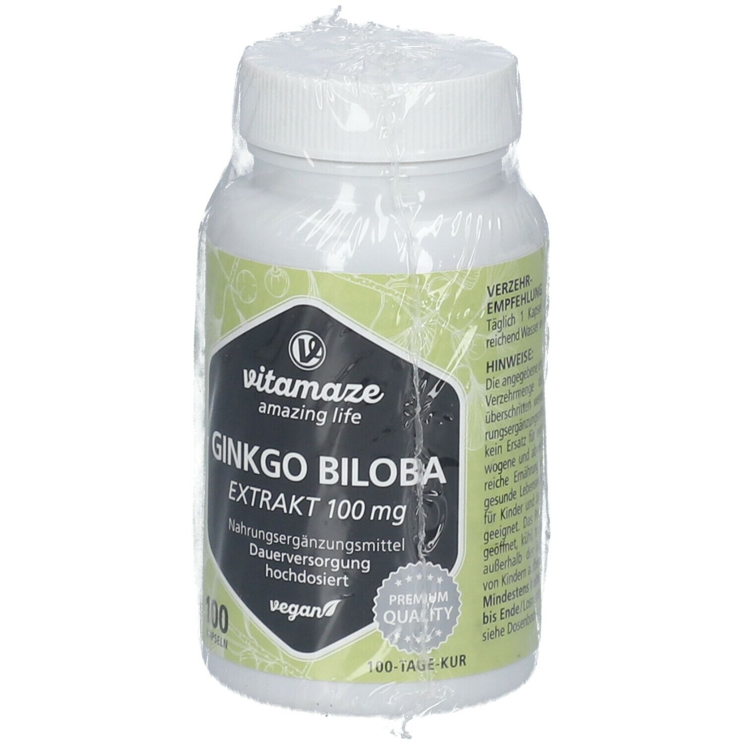 Vitamaze Ginkgo Biloba 100mg Extrakt (50:1) hochdosiert