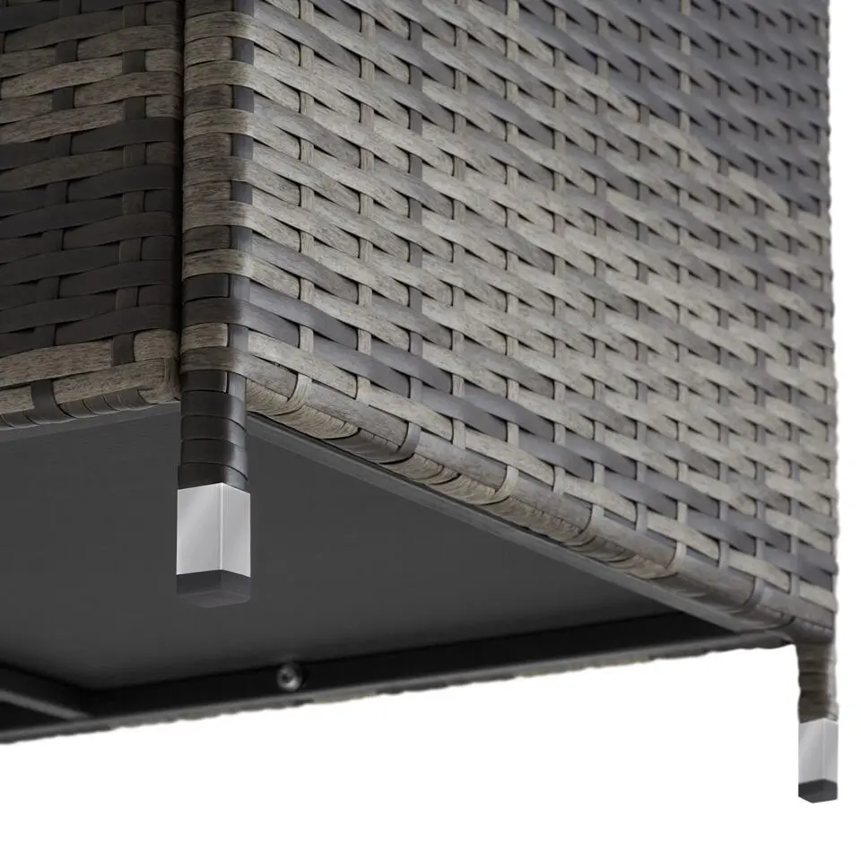 tectake Wicker opbergbox Kiruna met kunststof gaas, 120x55x61,5cm, 270l, Grijs