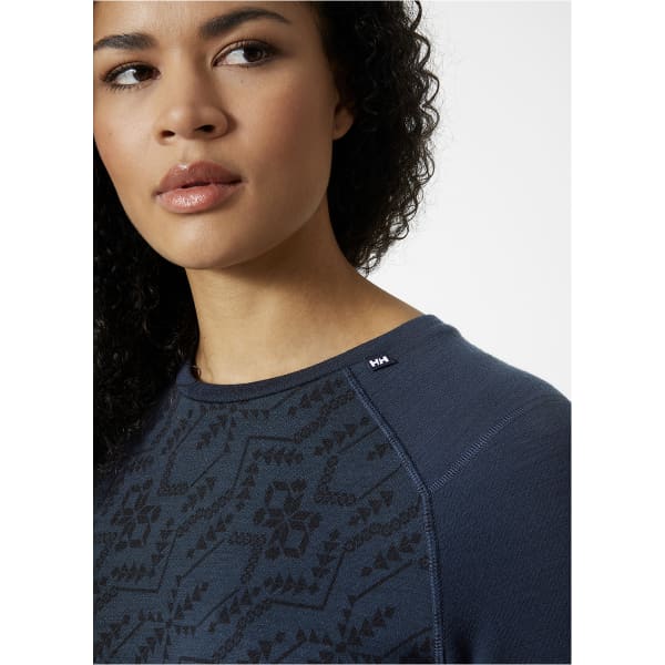 T-shirt thermique HELLY HANSEN W LIFA MERINO MIDWEIGHT GRA CREW NAVY