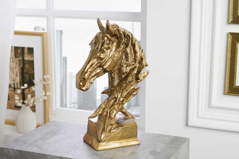 Exklusive Büste Pferdekopf CABALLO 38cm messing handmade Aluminium Skulptur