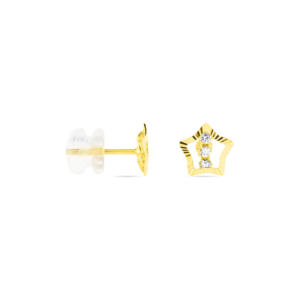 Boucles D'oreilles Puces Elais Etoile 5 Or Jaune Oxyde