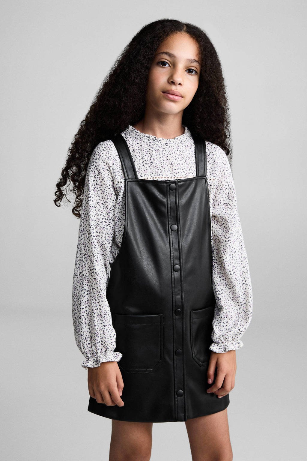 Mango Kids imitatieleren overgooier zwart