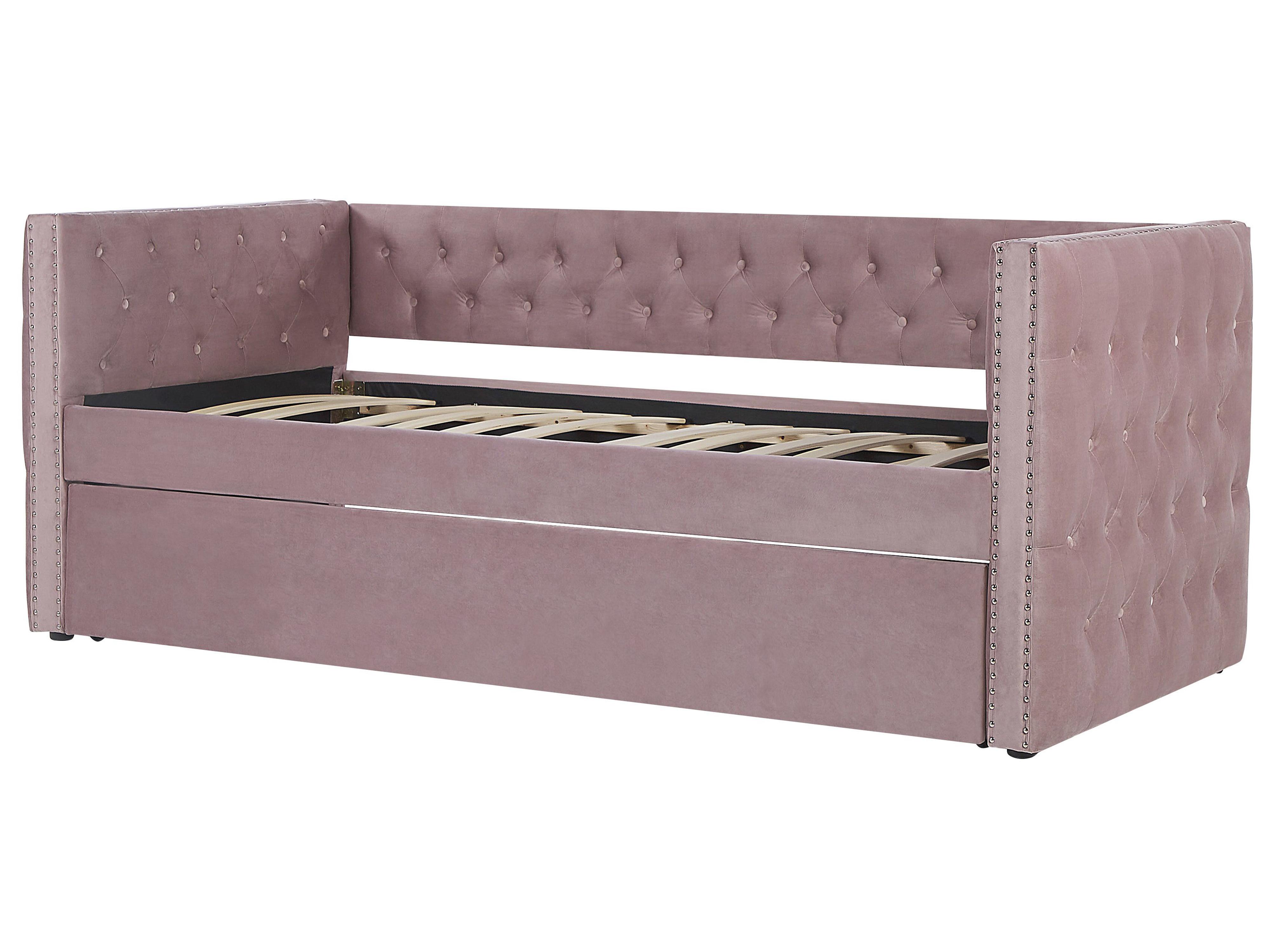 Onderschuifbed Fluweel GASSIN 90 x 200 cm Roze