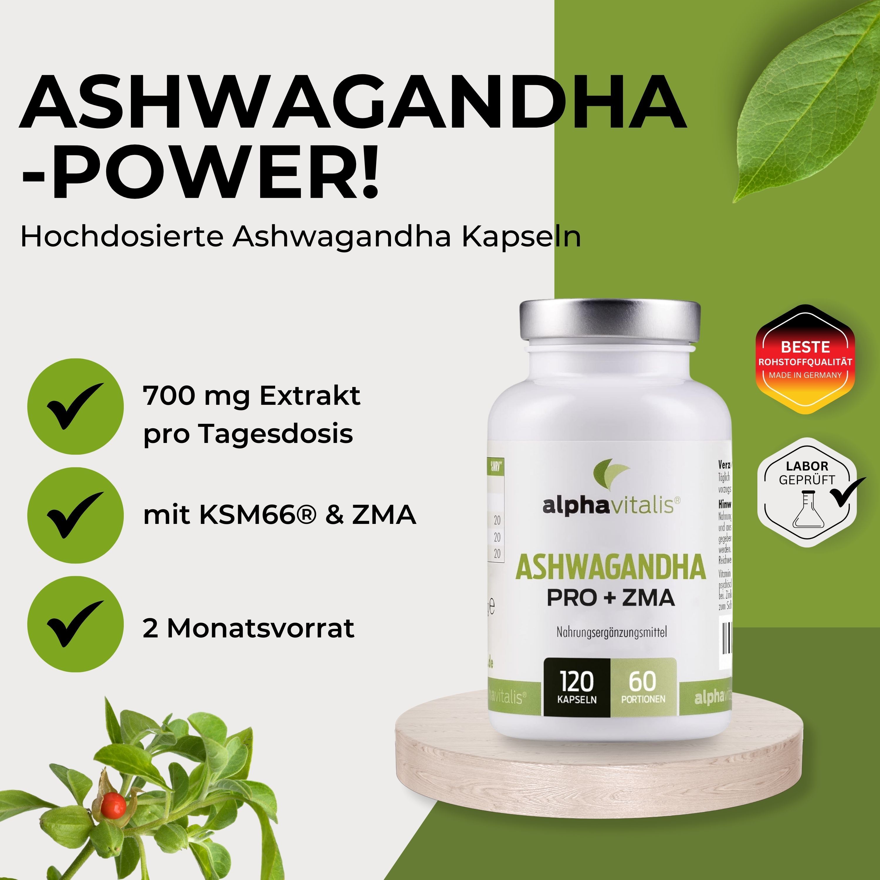 Alphavitalis® Ashwagandha Kapseln PRO + ZMA
