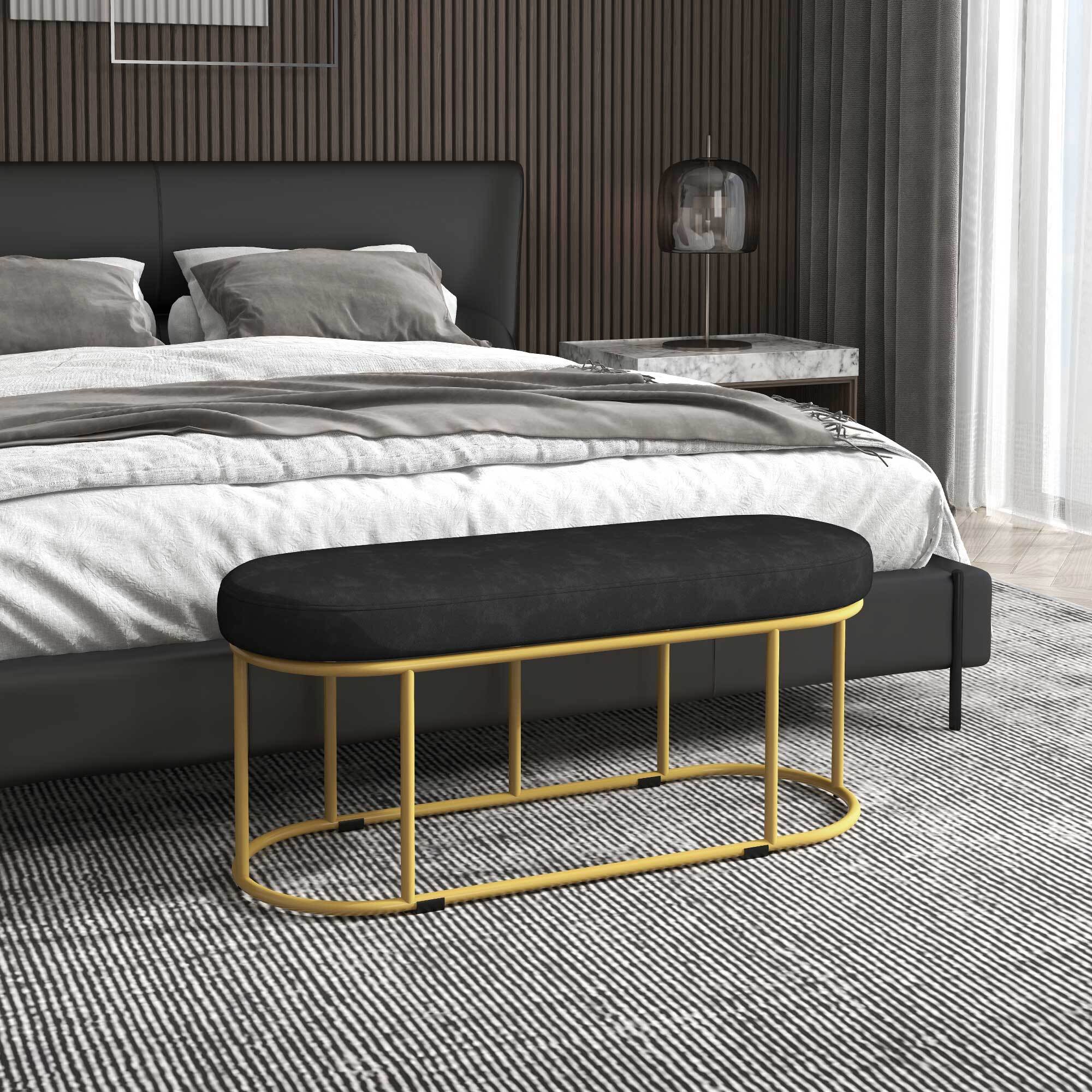 HOMCOM Sitzbank mit abgerundeten Stahlrahmen schwarz 100L x 37B x 43H cm