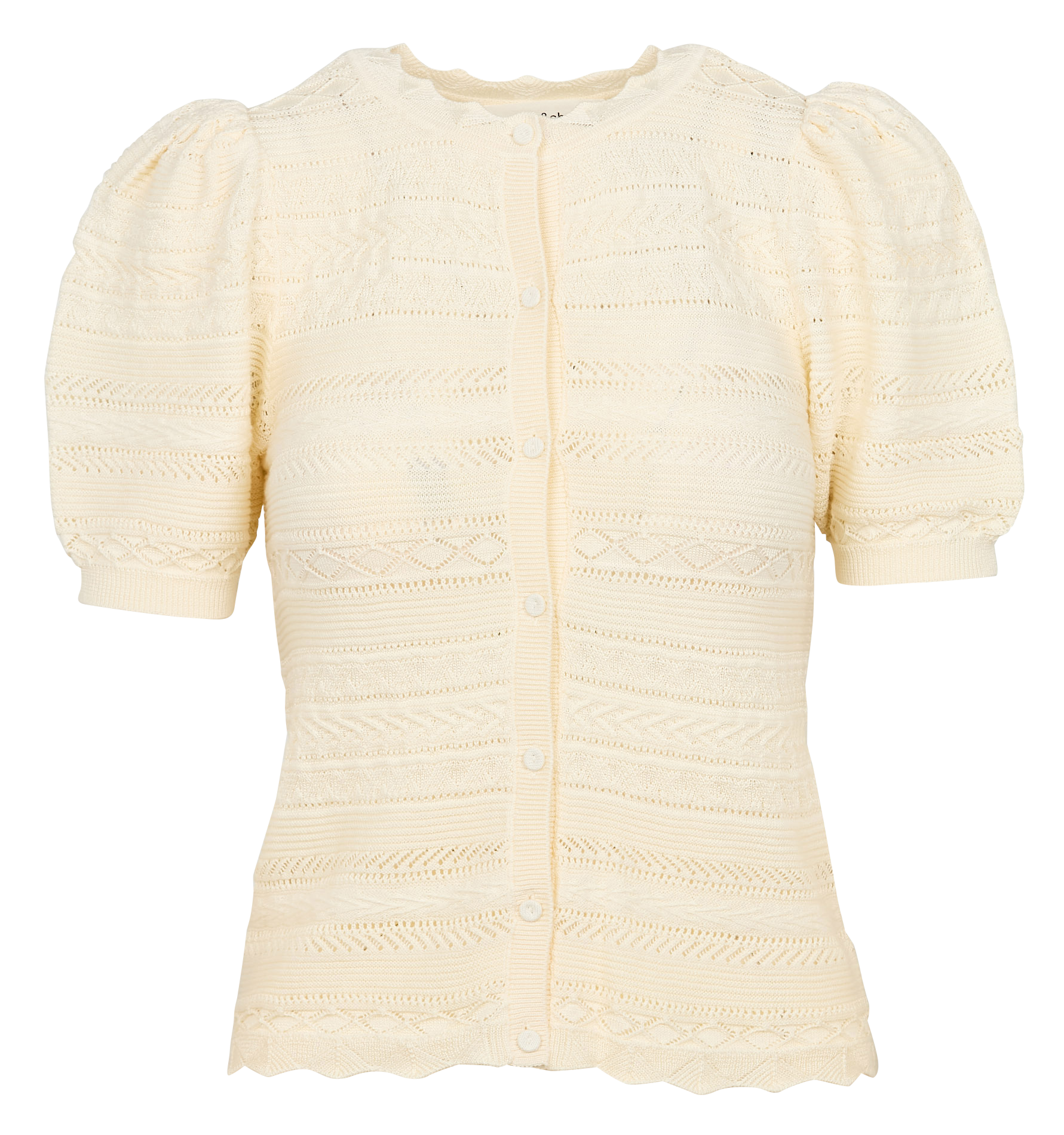 VINAT - Gilet manches courtes ajouré en coton mélangé | Beige