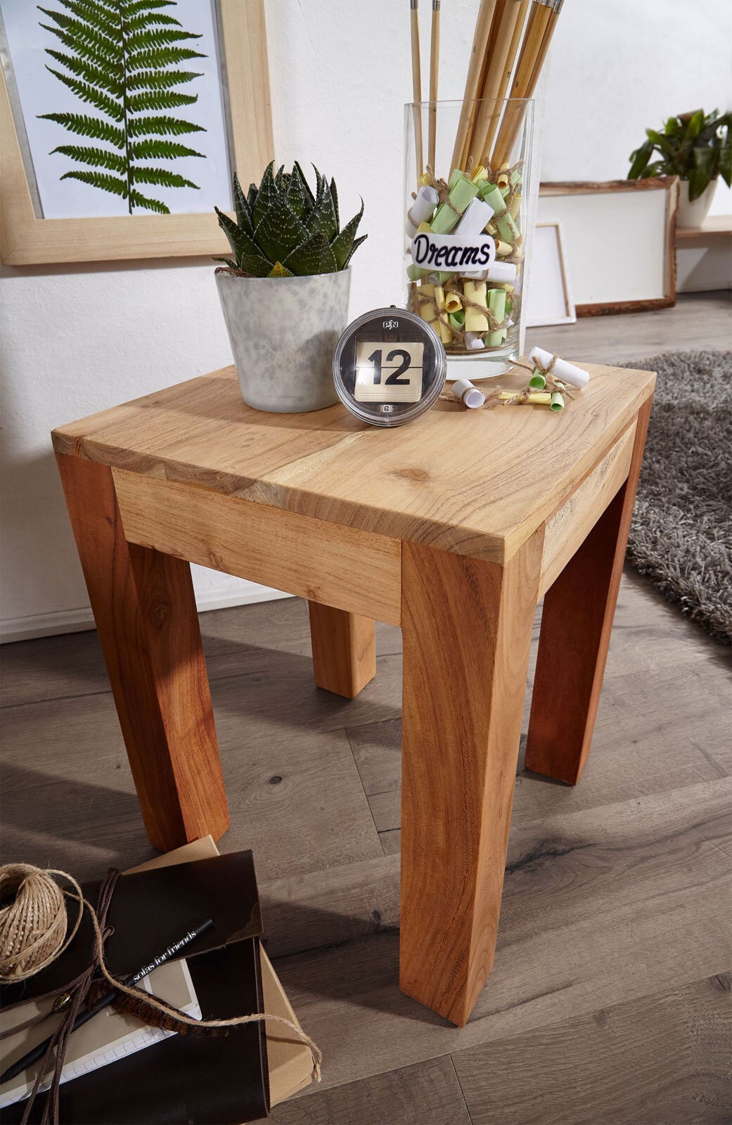 Beistelltisch Vadso Akazie massiv 35x35x45